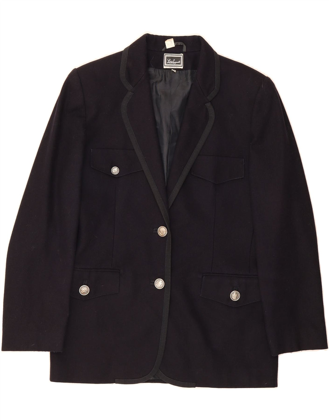LUISA SPAGNOLI Womens 2 Button Blazer Jacket IT 44 Medium Navy Blue Wool Vintage Luisa Spagnoli and Second-Hand Luisa Spagnoli from Messina Hembry 