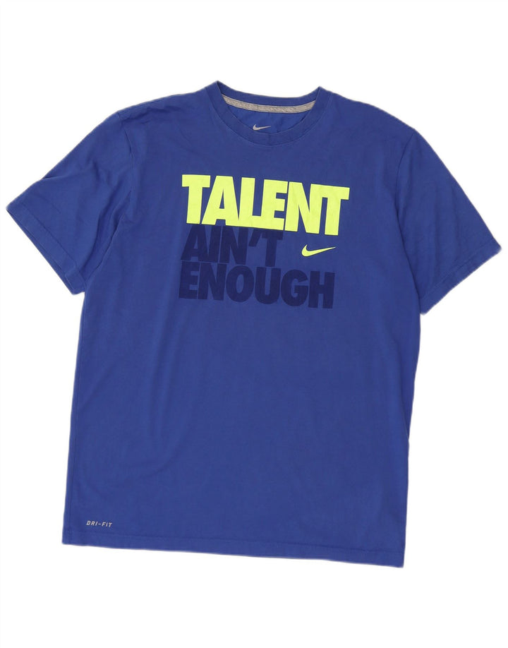 Nike Herre Dri Fit Grafisk T-shirt Top Stor Blå Bomuld