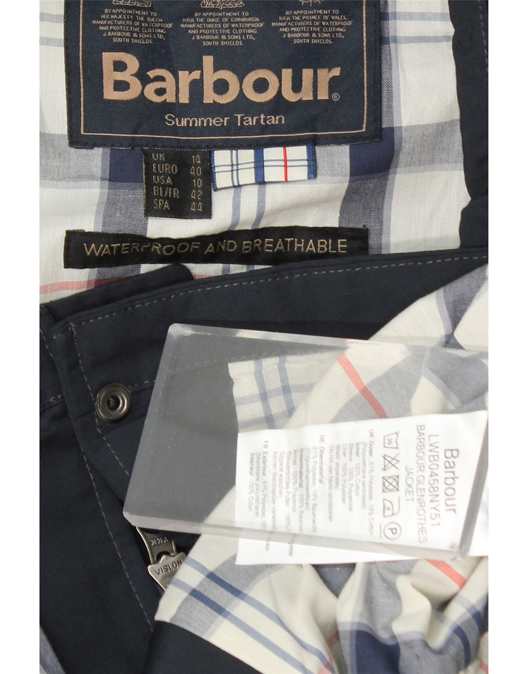 Barbour Dame Military Jacket UK 14 Large Navy Blue Polyester
