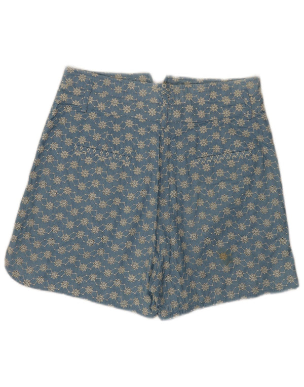 Zara Womens Wide Leg High Waist Chino Shorts Large W30 Blue Floral Bomuld