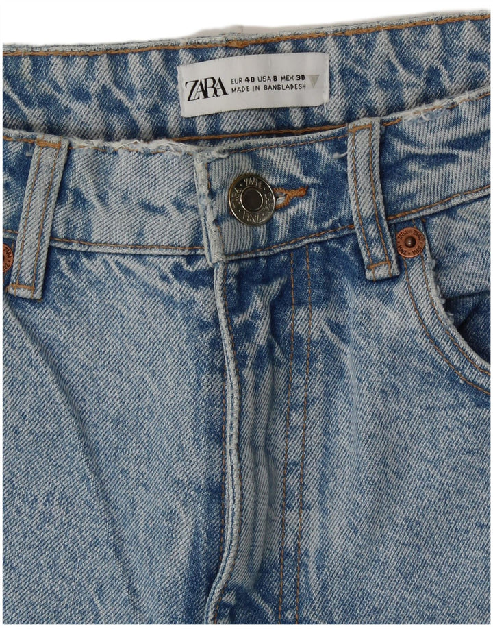 Zara Dame Jeans med høj talje EU 40 Medium W30 L27 Blå Bomuld