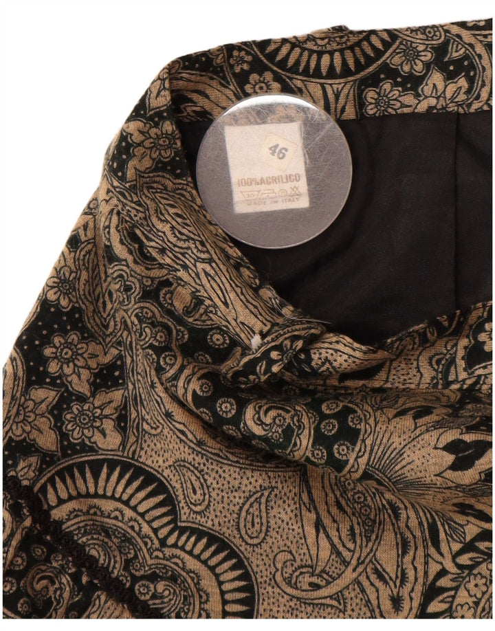 VINTAGE A-line nederdel til kvinder med høj talje IT 46 Large W28 Brun Paisley