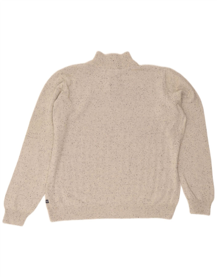 Chaps Herre Button Neck Jumper Sweater 2XL Grå Fair Isle Bomuld