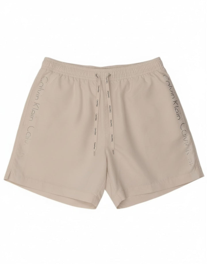 Calvin Klein Herre grafiske svømmeshorts Medium White Polyester