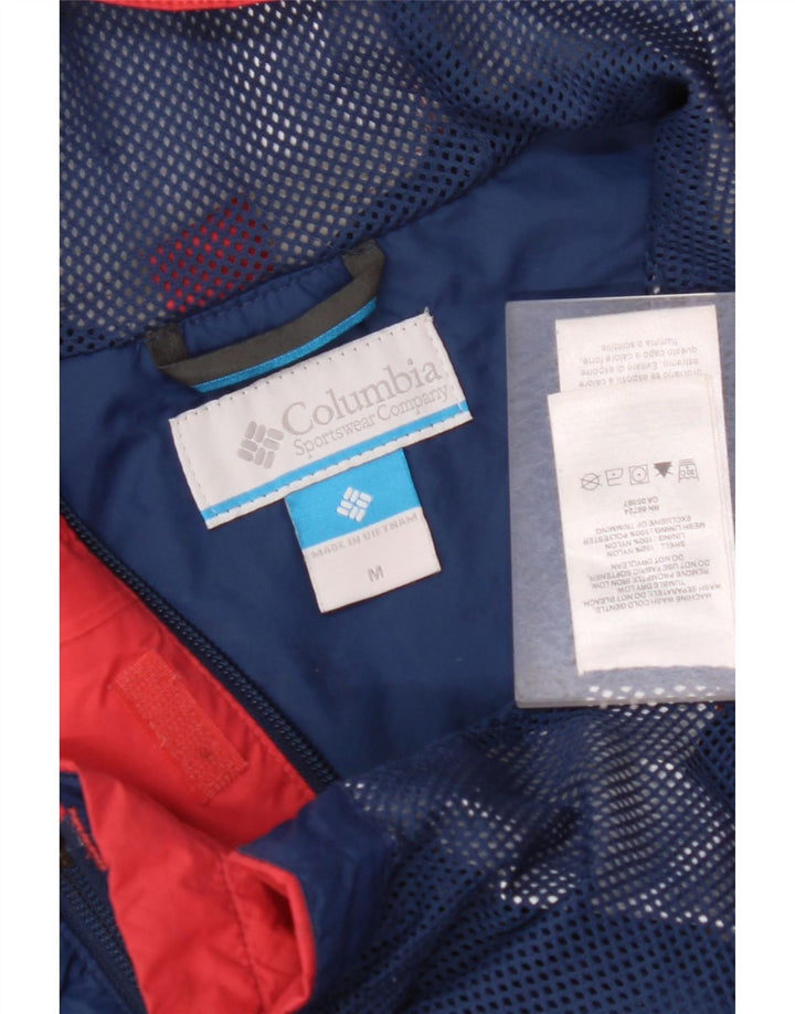 COLUMBIA Regnjakke med hætte til kvinder UK 12 Medium Rød Nylon