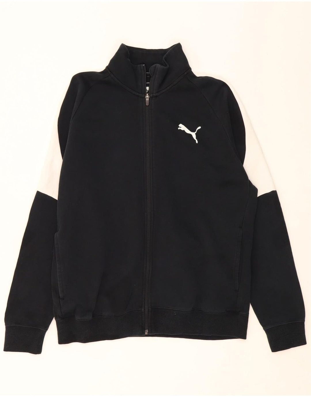 PUMA Mens Tracksuit Top Jacket Large Black Colourblock Cotton Vintage Puma and Second-Hand Puma from Messina Hembry 