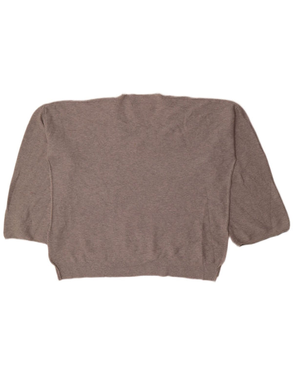 Marks & Spencer Dame V-hals sweater UK 22 3XL Grå Flecked Bomuld