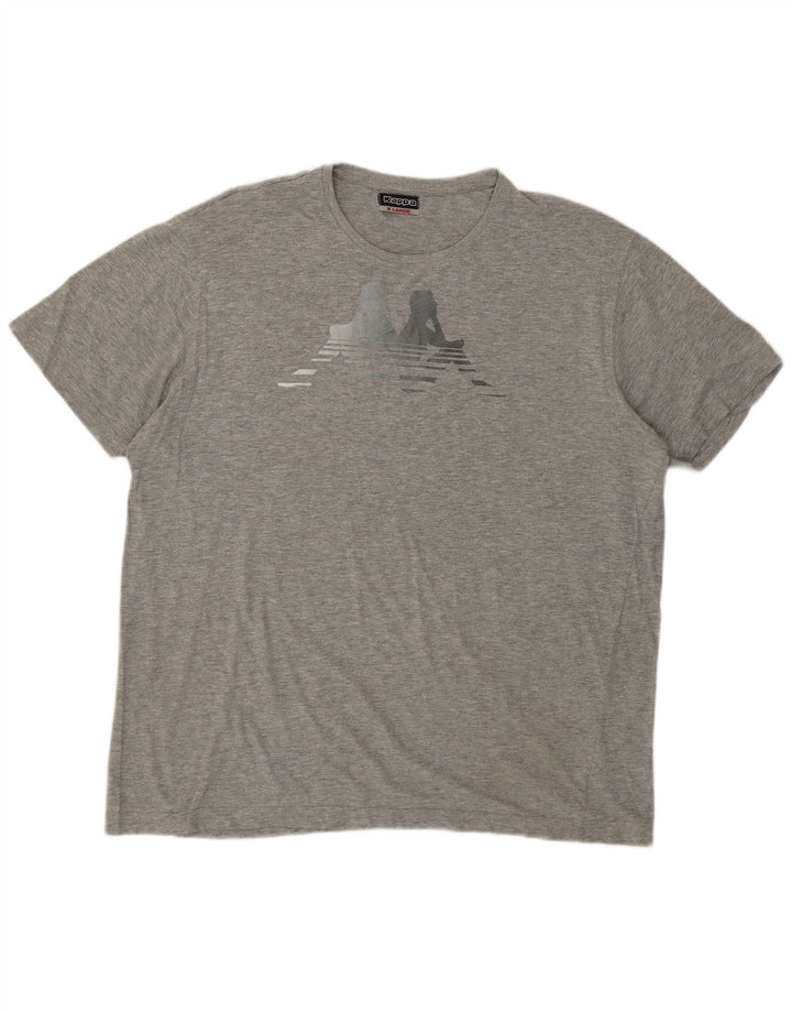 KAPPA Grafisk T-shirt top til kvinder UK 18 XL Grå bomuld
