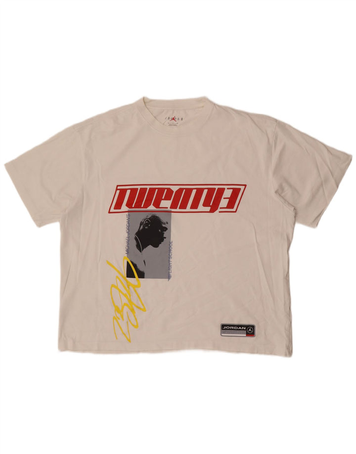Jordan Herre Grafisk T-Shirt Top XL Hvid Bomuld