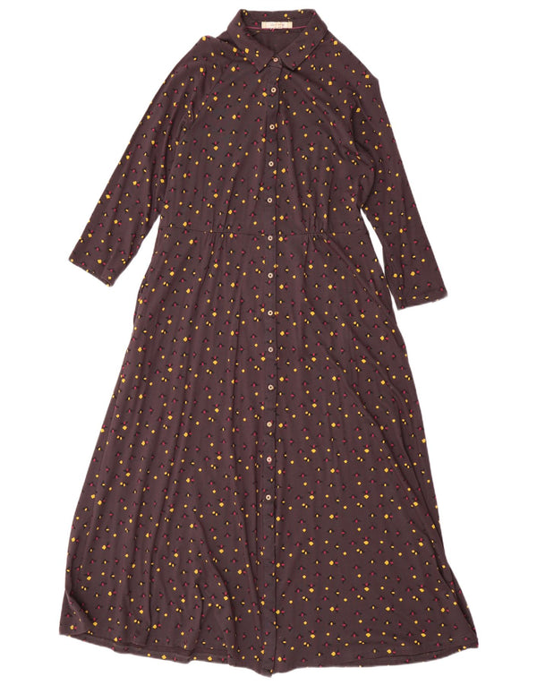 White Stuff Dame 3/4 ærmet Maxi Shirt Dress UK 10 Small Grey Spotted
