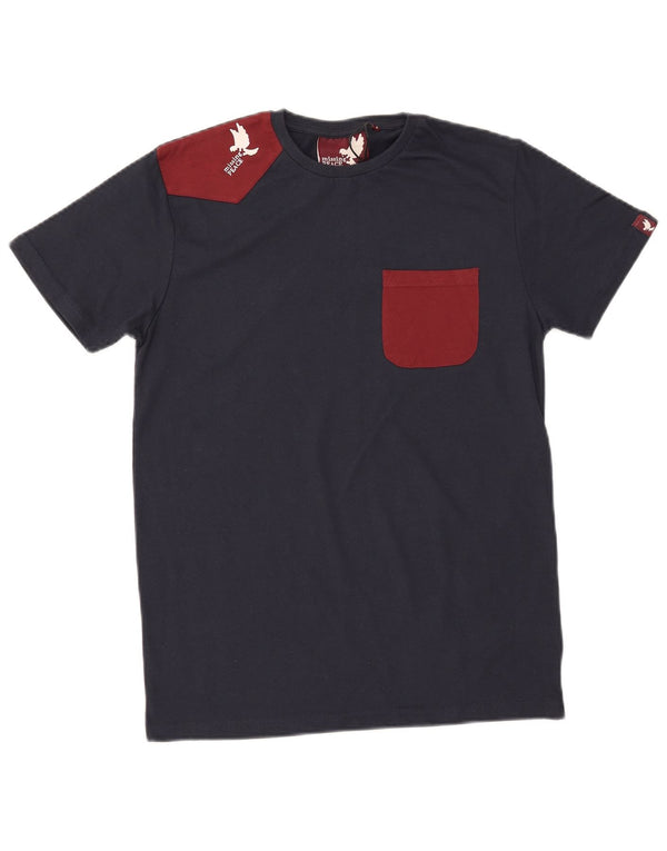 MISSING PEACE Herre grafisk T-shirt Top Lille marineblå Colourblock Bomuld