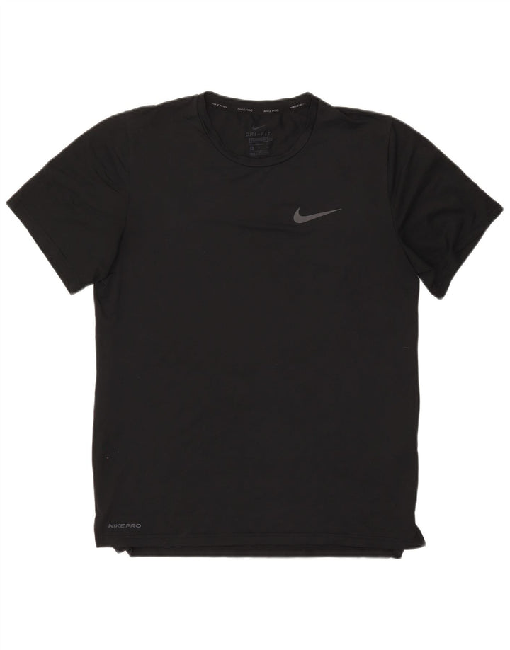 NIKE Herre Dri Fit Standard Fit T-shirt Top Lille sort polyester
