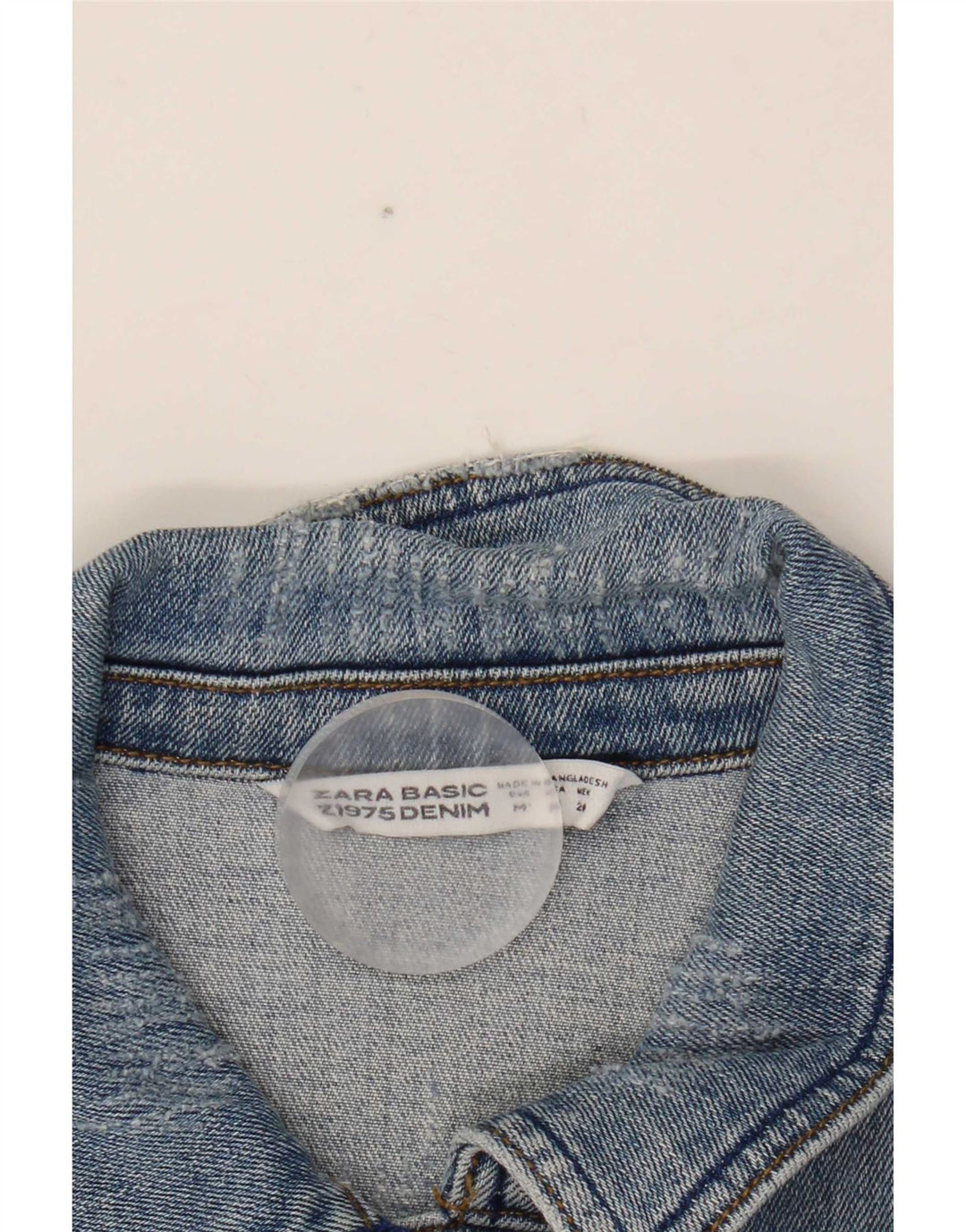 Zara Dame Crop Denim Jacket UK 12 Medium Blue Cotton