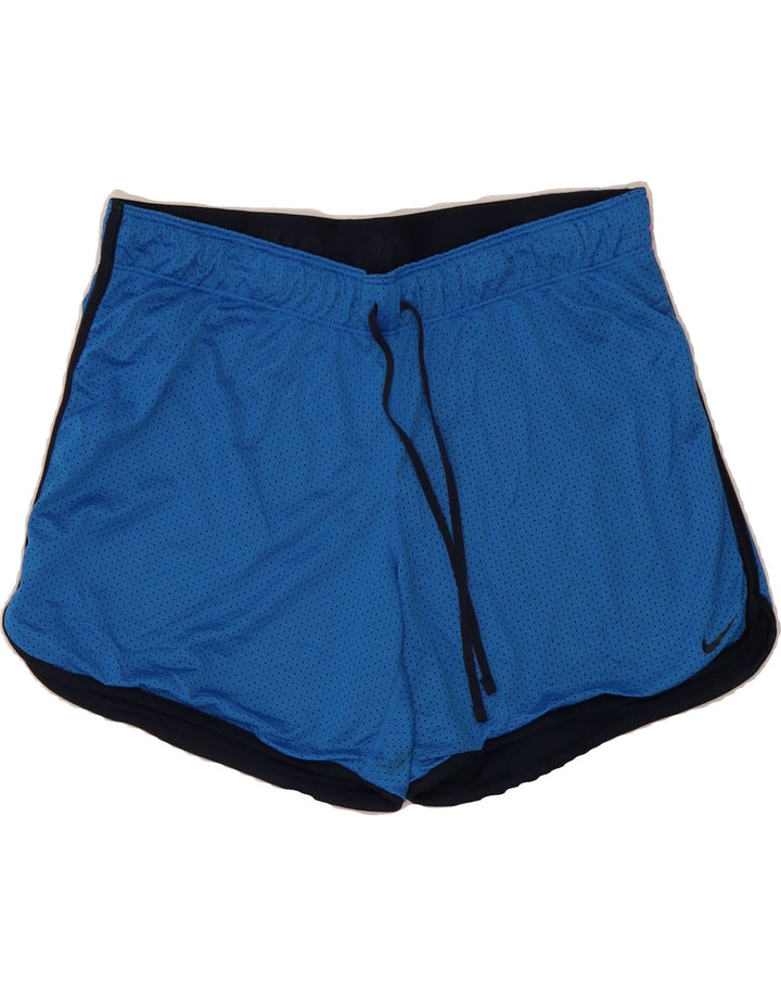 NIKE Womens Dri Fit Sport Shorts UK 14 Large Blue Spotted Polyester Vintage Nike and Second-Hand Nike from Messina Hembry 
