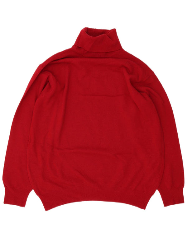 Sisley Herre Rullehalstrøje Sweater Large Red Virgin Wool