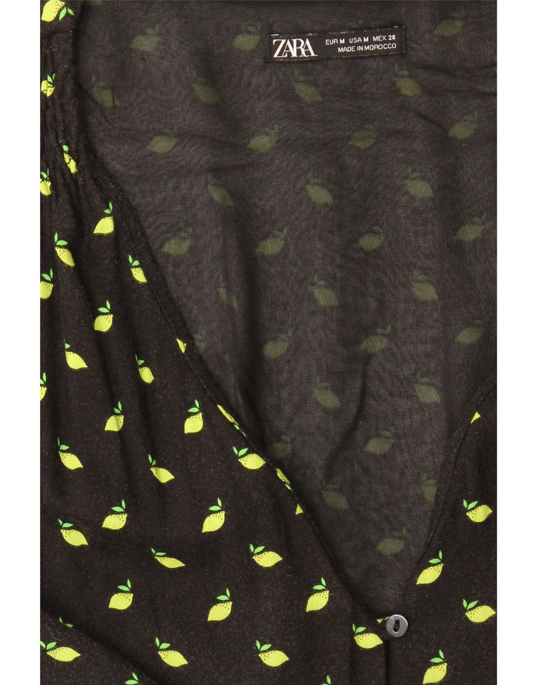 Zara Dame A-Line Kjole UK 12 Medium Sort Plettet