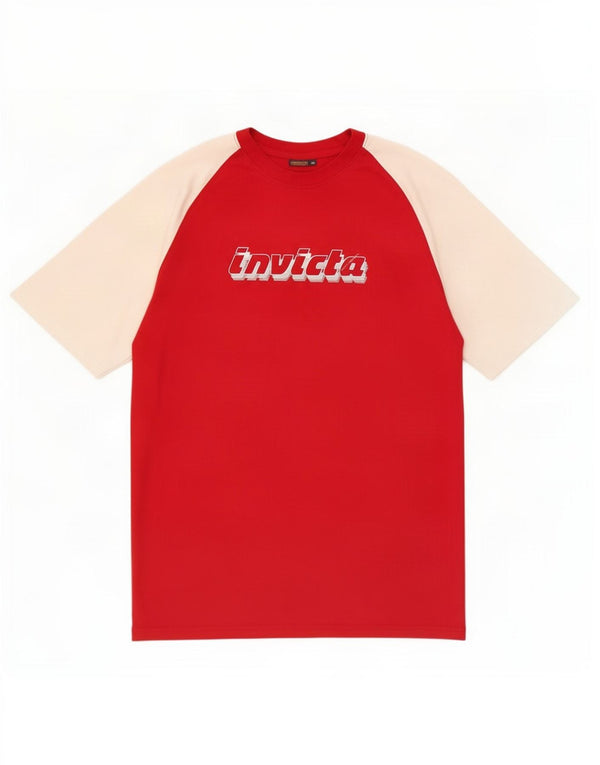 Invicta Herre Grafisk T-Shirt Top XL Rød Colourblock Bomuld