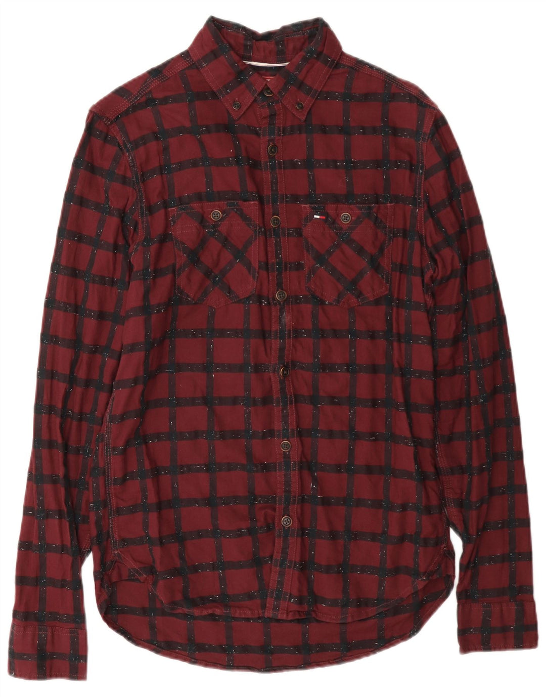Tommy Hilfiger Herre Flannel Shirt XS Burgundy Ternet