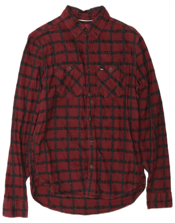 Tommy Hilfiger Herre Flannel Shirt XS Burgundy Ternet