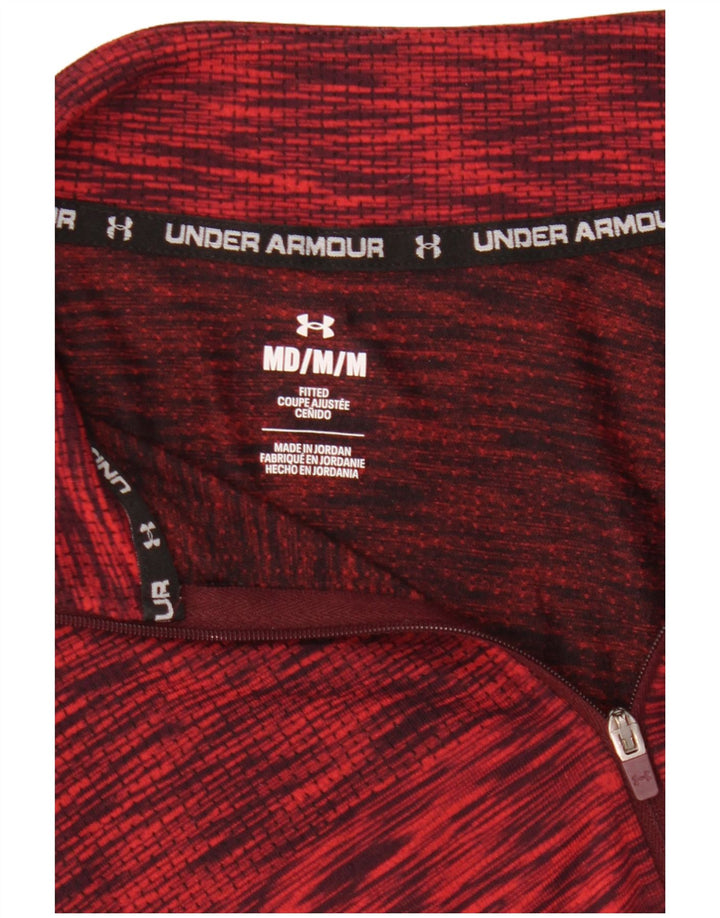 Under Armour Herre Zip Neck Pullover Træningsdragt Top Medium Rød Flecked