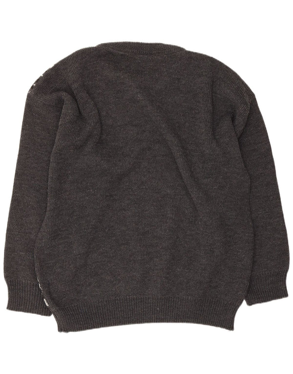 Vintage Herre grafisk bådhals sweater stor grå