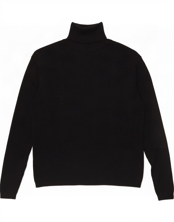 Marks & Spencer Dame Rullehals sweater UK 12 Medium Black Viscose