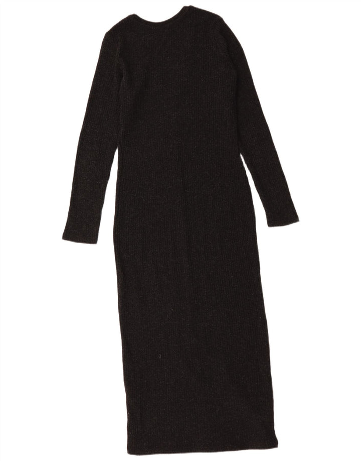 Zara Dame Langærmet Jumper Dress UK 10 Small Grå Polyester