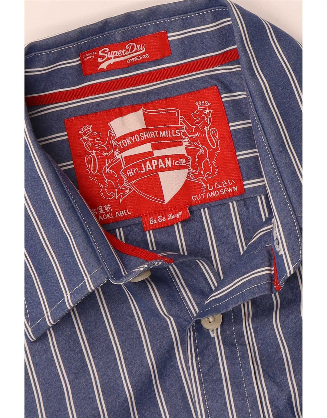 Superdry herreskjorte 2XL marineblå stribet