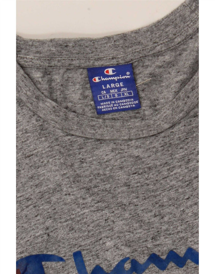 Champion Herre Grafisk T-Shirt Top Stor Grå Flecked