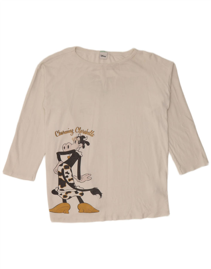 Benetton Dame Disney Oversized Grafisk Top Langærmet UK 12 Medium White