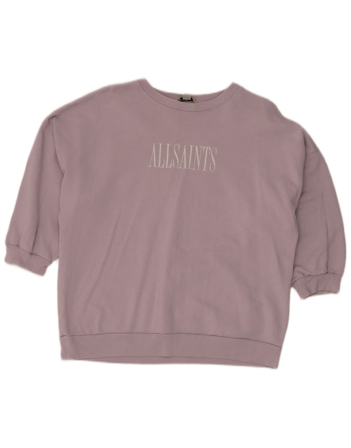ALL SAINTS Dame Oversized Grafisk Sweatshirt Jumper UK 10 Lille Lilla