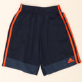 ADIDAS Boys Sport Shorts 7-8 Years Medium Navy Blue Colourblock Polyester Vintage Adidas and Second-Hand Adidas from Messina Hembry 