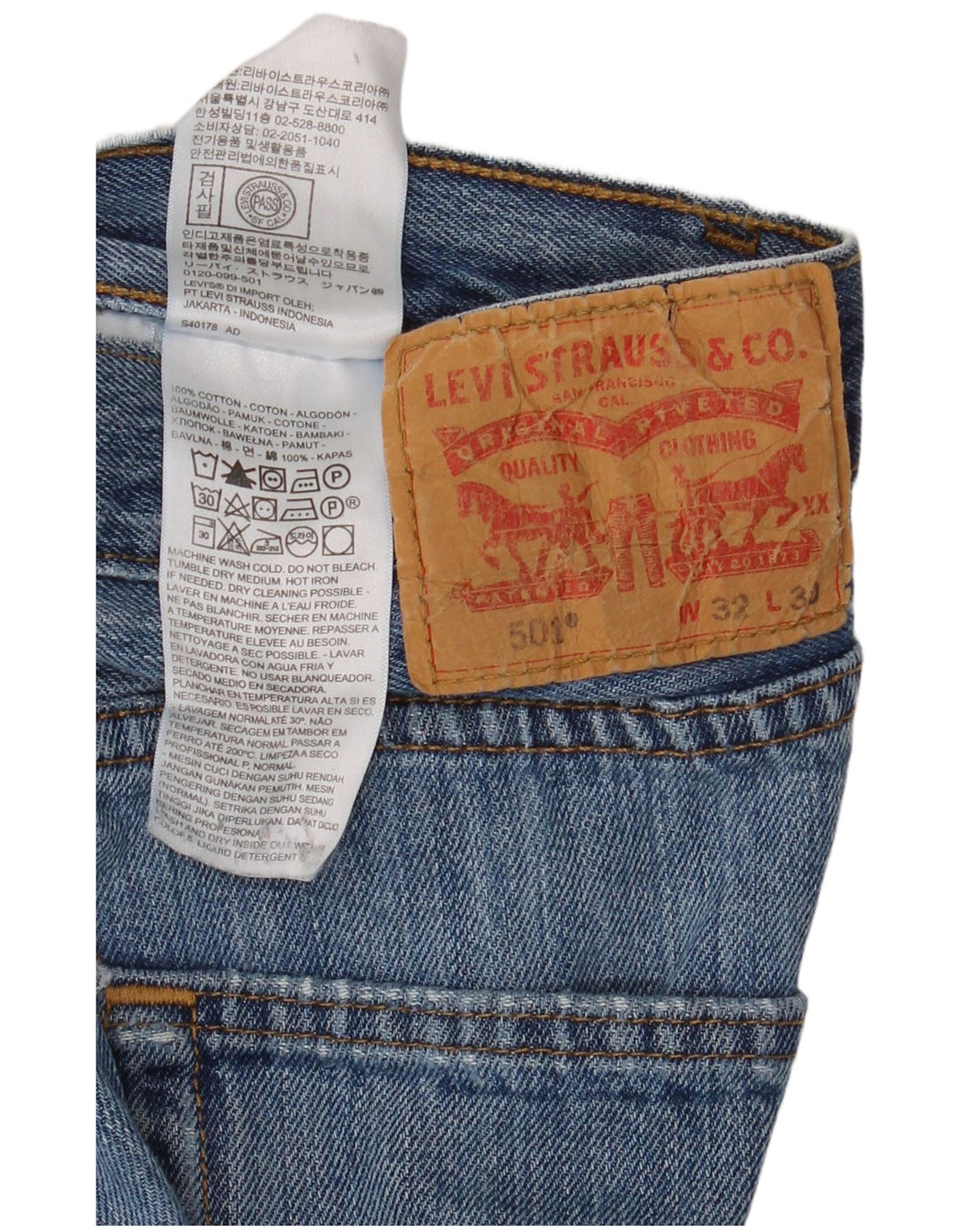 Levi's Herre 501 Straight Jeans W32 L30 Blå Bomuld