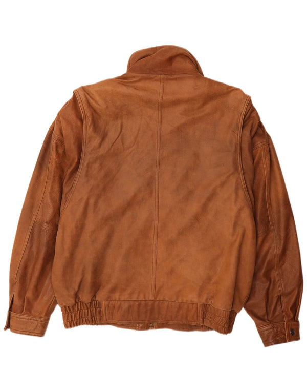 CARLO COMBERTI Læderjakke til mænd IT 48 Medium Brun Læder