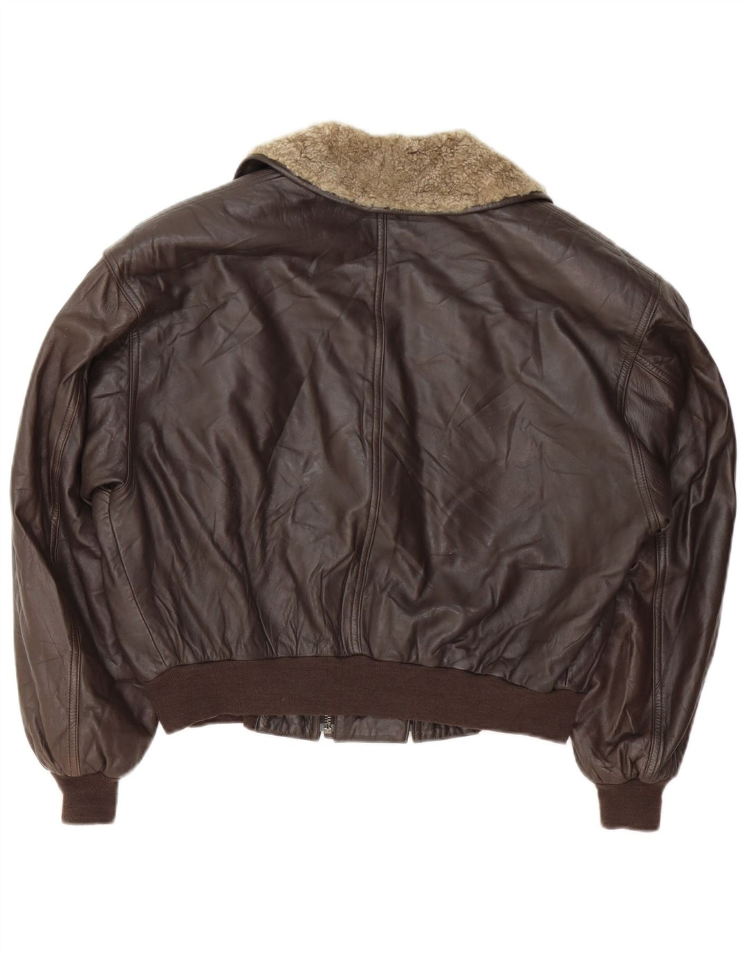 Ambiente Womens Crop Oversized læderjakke UK 12 medium brunt læder