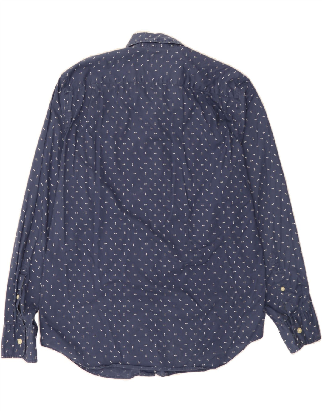 J. CREW Mens Tailored Fit Shirt Medium Navy Blue Spotted Cotton Vintage J. Crew and Second-Hand J. Crew from Messina Hembry 
