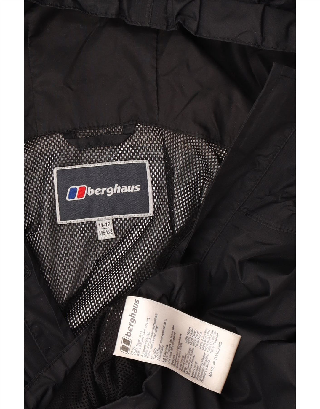 Berghaus Regnjakke med hætte til drenge 11-12 år Sort nylon