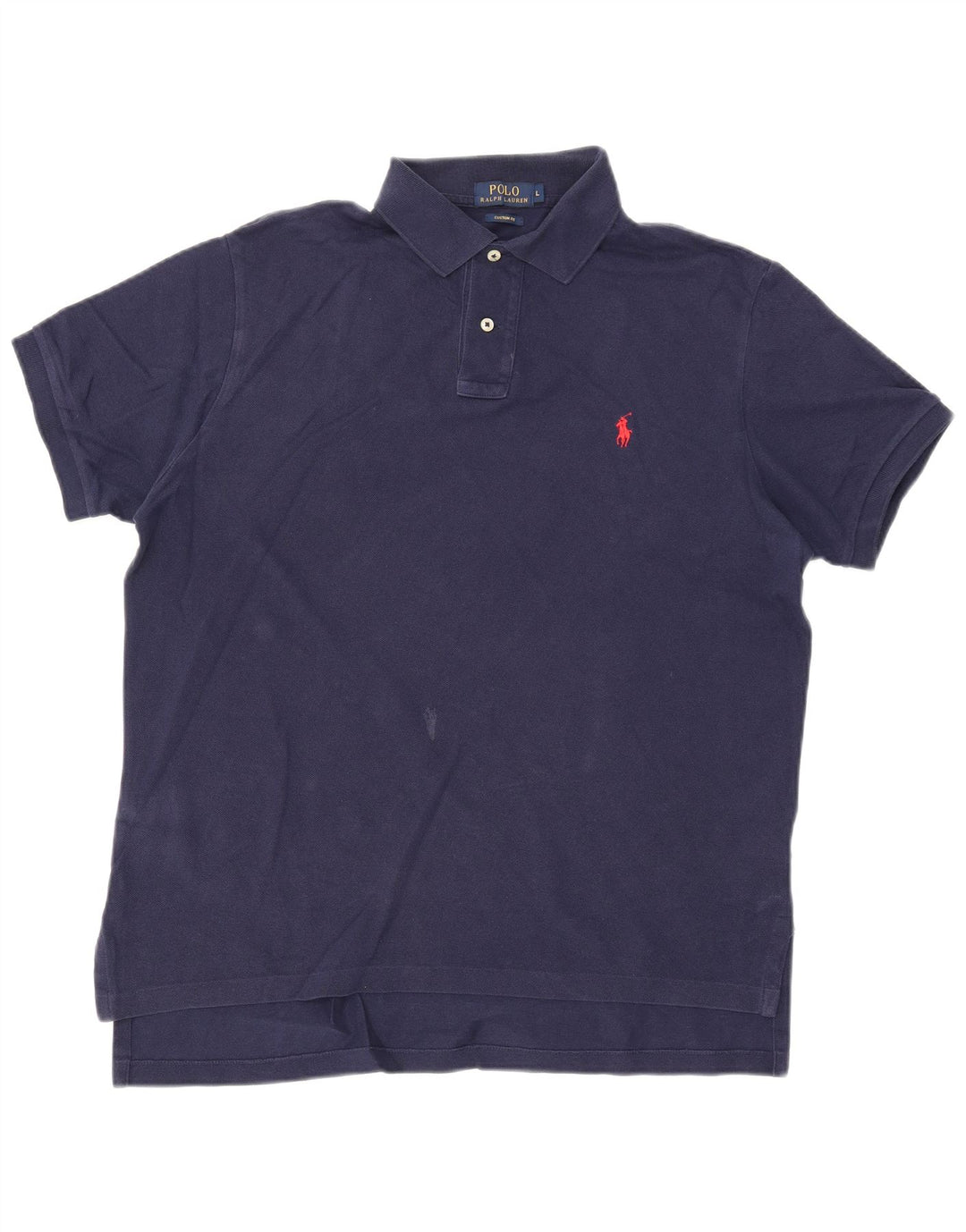 POLO RALPH LAUREN Herre Custom Fit Polo Shirt Stor marineblå bomuld