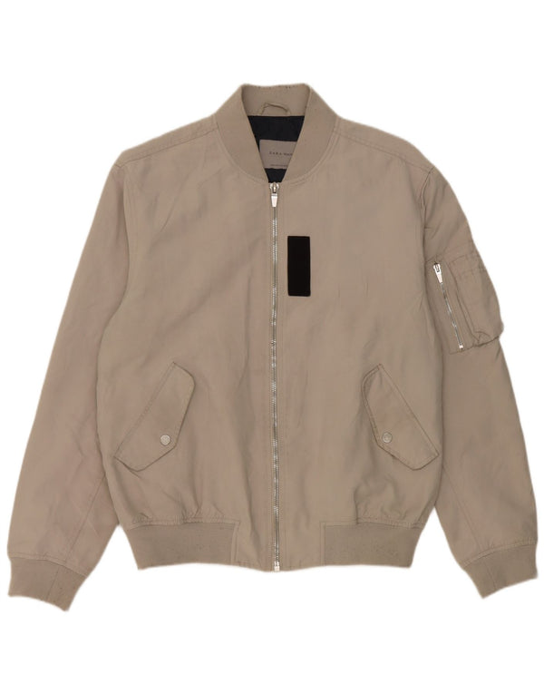 Zara Herre Bomber Jacket UK 42 XL Grå Polyester