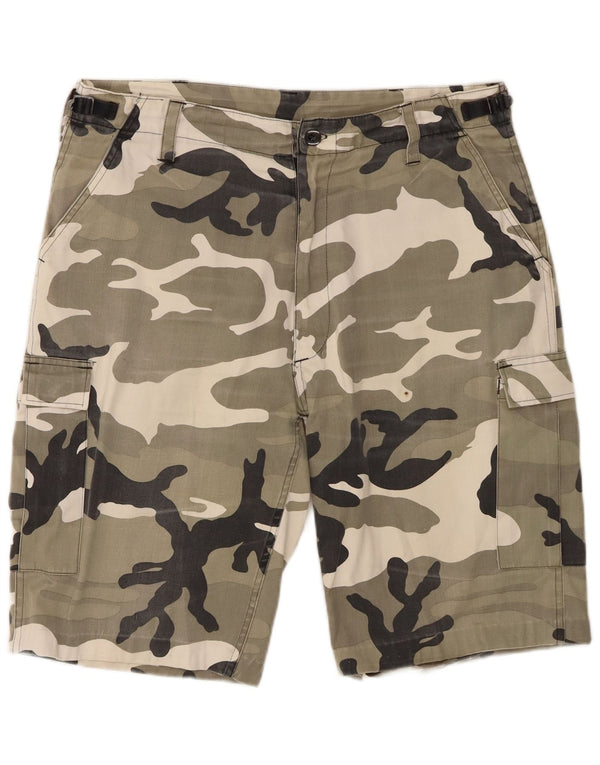 Vintage Herre Cargo Shorts XL W38 Khaki Camouflage Polyester
