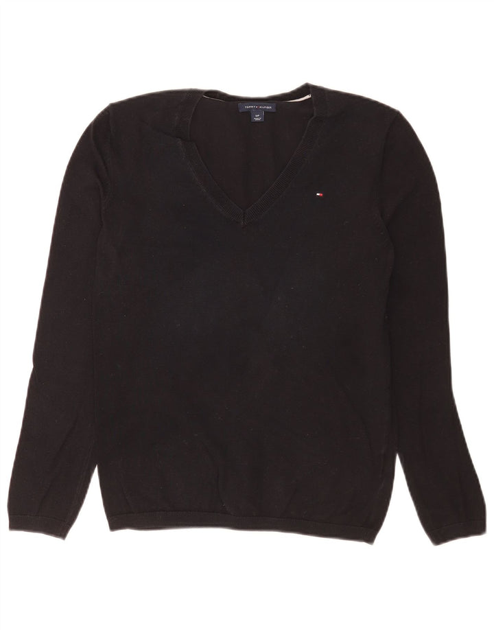 Tommy Hilfiger Dame V-hals sweater UK 10 Small Black