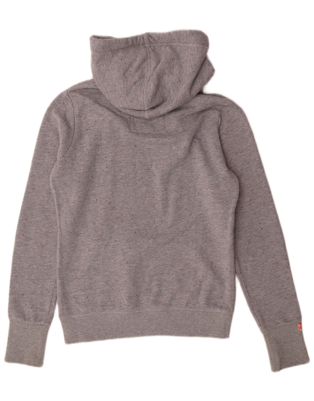 SUPERDRY grafisk hættetrøje til kvinder UK 14 mellemgrå flækket polyester