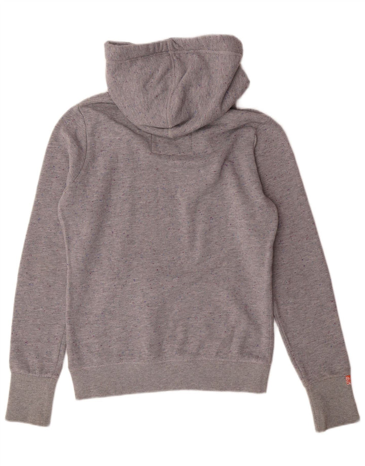 SUPERDRY grafisk hættetrøje til kvinder UK 14 mellemgrå flækket polyester