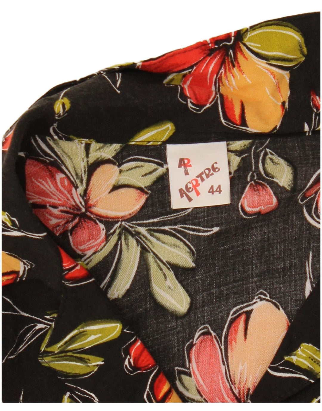 Vintage kortærmet skjorte til kvinder IT 44 Medium Black Floral