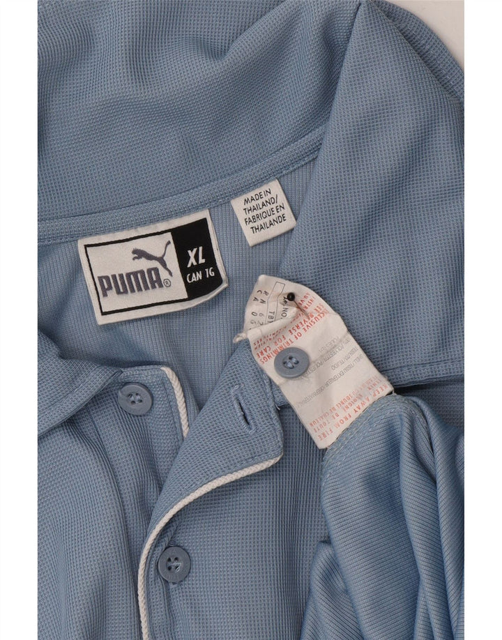 PUMA Mens Polo Shirt XL Blue Colourblock Polyester Vintage Puma and Second-Hand Puma from Messina Hembry 