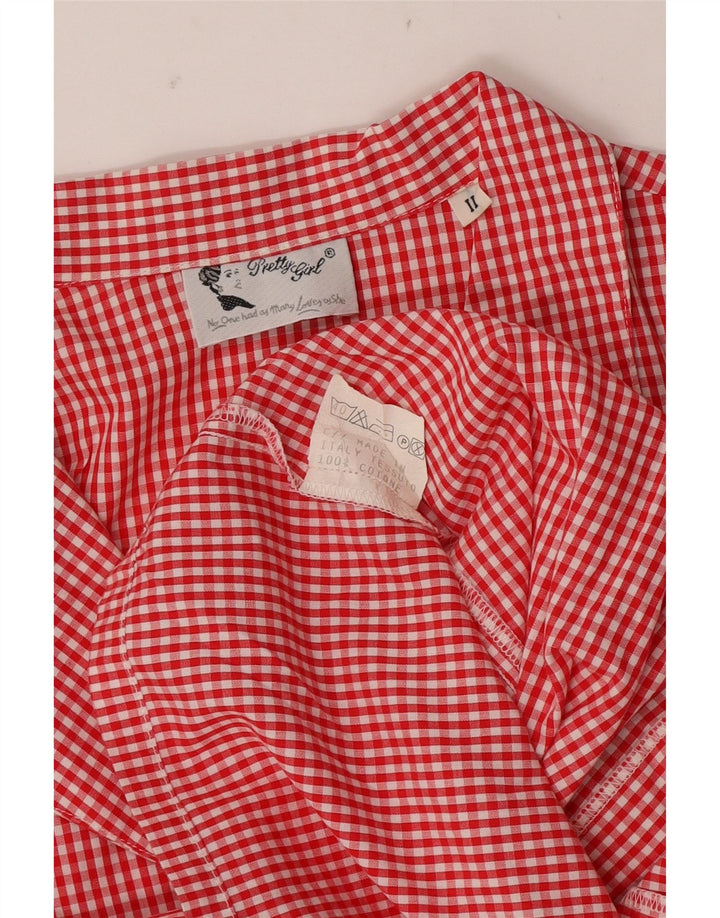 VINTAGE Dameskjorte UK 16 Large Red Gingham Cotton