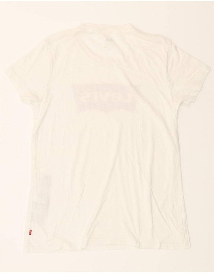 LEVI'S Womens Graphic T-Shirt Top UK 10 Small White Cotton Vintage Levi's and Second-Hand Levi's from Messina Hembry 