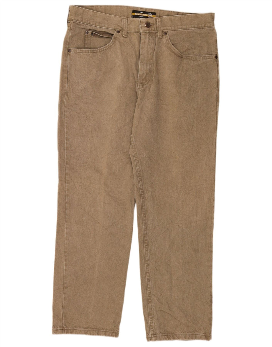 Lee Herre Regular Fit Straight Jeans W36 L29 Khaki Bomuld