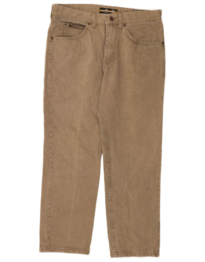Lee Herre Regular Fit Straight Jeans W36 L29 Khaki Bomuld