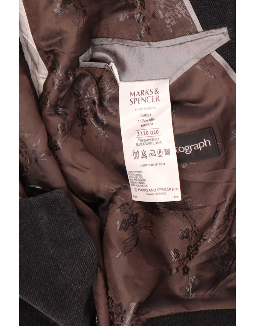 Marks & Spencer Herre Autograph 2-knaps blazerjakke UK 46 XL Grå Bomuld